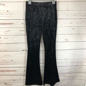 crushed velvet bell bottom flare stretch pant